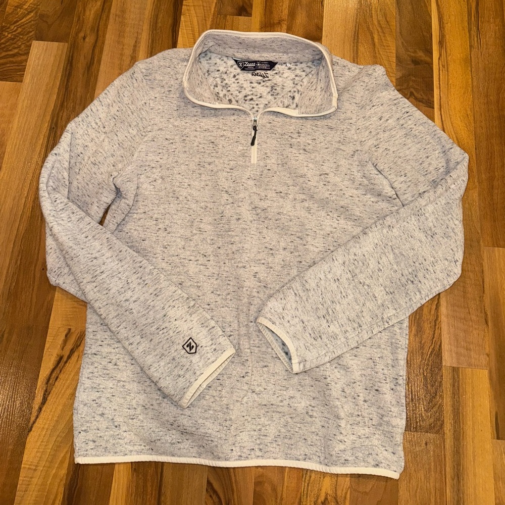 Zusa Men's Gray Sweater 1/4 zip,‎ sustainable size medium light heather grey